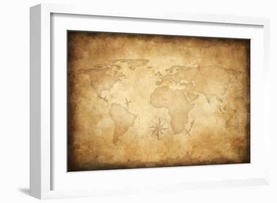 Aged Treasure Map Background-Andrey_Kuzmin-Framed Art Print
