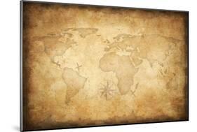 Aged Treasure Map Background-Andrey_Kuzmin-Mounted Art Print