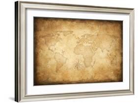 Aged Treasure Map Background-Andrey_Kuzmin-Framed Art Print