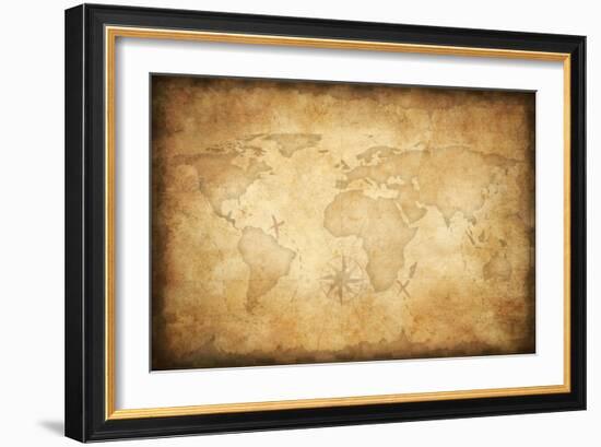 Aged Treasure Map Background-Andrey_Kuzmin-Framed Art Print