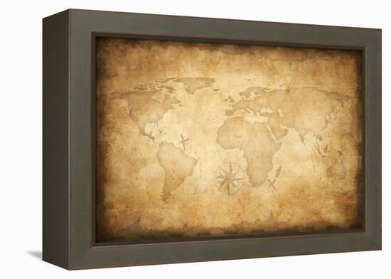 Aged Treasure Map Background-Andrey_Kuzmin-Framed Stretched Canvas