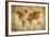 Aged World Map on Dirty Paper-null-Framed Art Print