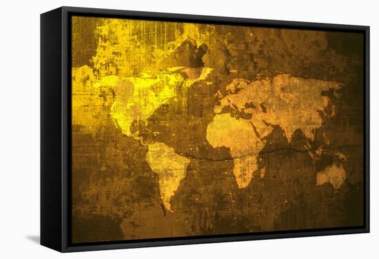 Aged World Map-ilolab-Framed Stretched Canvas