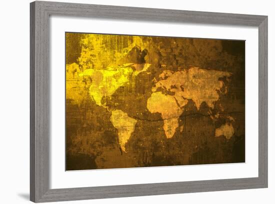 Aged World Map-ilolab-Framed Art Print