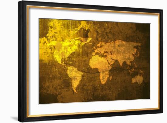 Aged World Map-ilolab-Framed Art Print