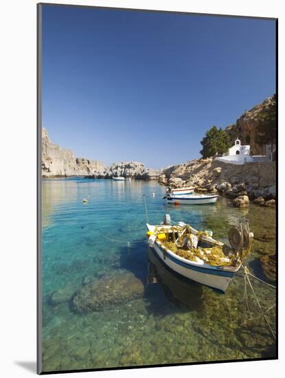 Agios Paulos Church and Fishing Boats, Rhodes, Dodecanese, Greek Islands, Greece, Europe-Sakis Papadopoulos-Mounted Photographic Print