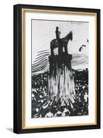 Agitated Crowd Surrounding a High Equestrian Monument-Umberto Boccioni-Framed Giclee Print