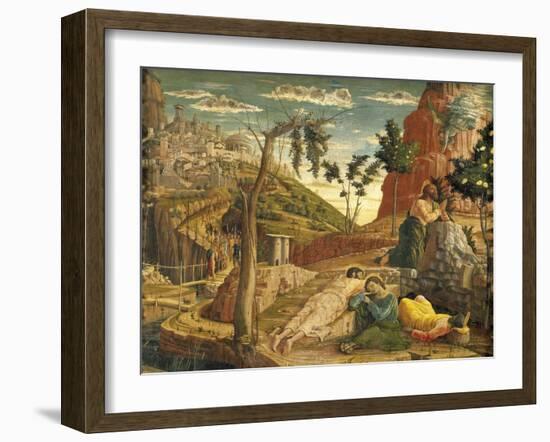 Agony in Garden by Andrea Mantegna (1431-1506), Tempera on Wood, 71X94 Cm, 1457-1459-null-Framed Giclee Print