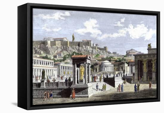 Agora, or Market Area, of Ancient Athens, with a Backdrop of the Acropolis-null-Framed Premier Image Canvas