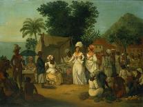 A Cudgelling Match between English and French Black People in the Island of Dominica (Oil on Panel)-Agostino Brunias-Giclee Print