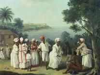 Natives Dancing in the Island of Dominica, Fort Young Beyond-Agostino Brunias-Framed Giclee Print