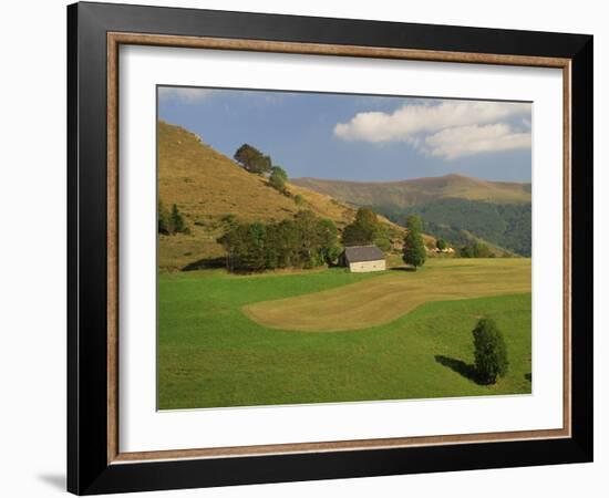 Agricultural Landscape of Farmland and Hills Near Salers, Cantal, Auvergne, France-Michael Busselle-Framed Photographic Print