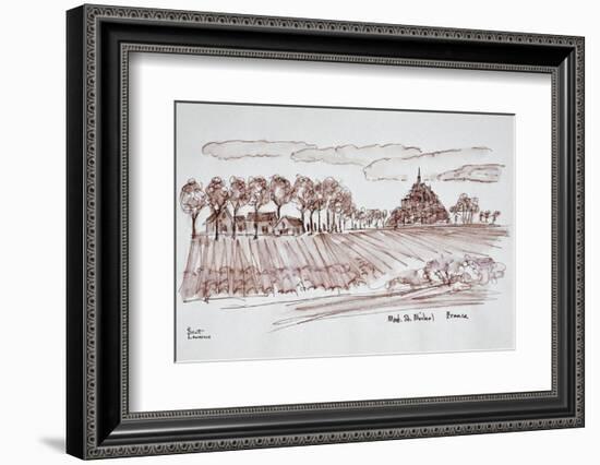 Agricultural landscape towards Mont Saint-Michel, Normandy, France-Richard Lawrence-Framed Photographic Print