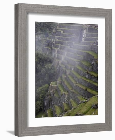 Agricultural Terraces in the Inca City, Machu Picchu, UNESCO World Heritage Site, Peru, South Ameri-Simon Montgomery-Framed Photographic Print