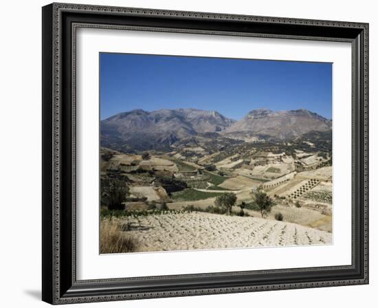 Agricultural Valley and Mountains, Heraklion, Crete, Greece-James Green-Framed Photographic Print