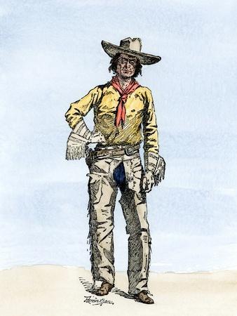 Agriculture: Texas Cowboy, 19Th Century. 19Th Century Colour Engraving