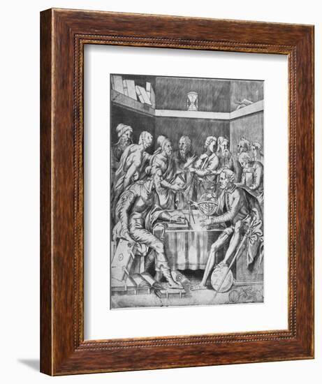 'Agrippa Instructing His Pupils Mathematically', 1553, (1936)-Unknown-Framed Giclee Print