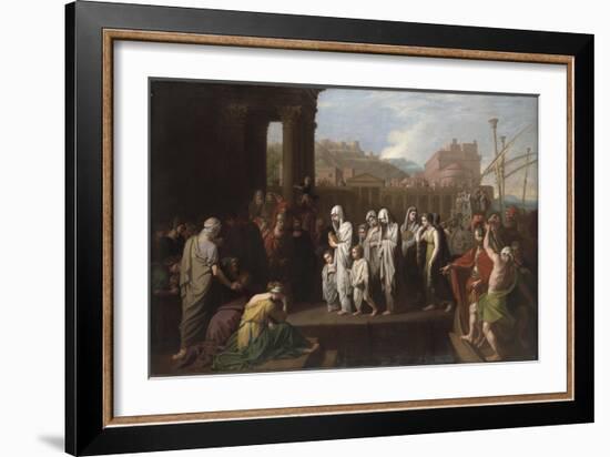 Agrippina Landing at Brundisium with the Ashes of Germanicus, 1768-Benjamin West-Framed Giclee Print