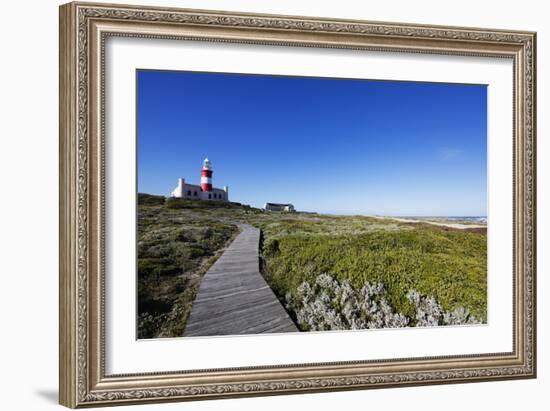 Agulhas lighthouse at southernmost tip of Africa, Agulhas Nat'l Park, Western Cape, South Africa-Christian Kober-Framed Photographic Print