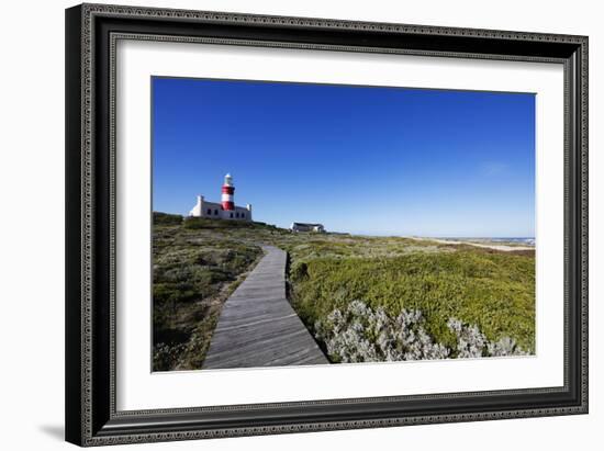 Agulhas lighthouse at southernmost tip of Africa, Agulhas Nat'l Park, Western Cape, South Africa-Christian Kober-Framed Photographic Print