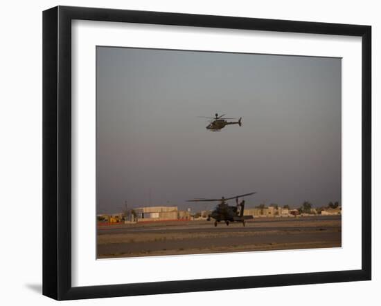 AH-64 Apache Helicopter Waits for an OH-58 Kiowa to Clear His Flight Space-Stocktrek Images-Framed Photographic Print