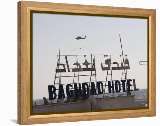 AH-64 Apache in Flight over the Baghdad Hotel in Central Baghdad, Iraq-Stocktrek Images-Framed Premier Image Canvas