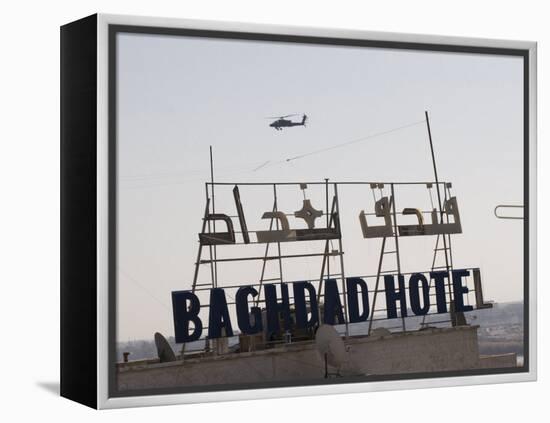 AH-64 Apache in Flight over the Baghdad Hotel in Central Baghdad, Iraq-Stocktrek Images-Framed Premier Image Canvas