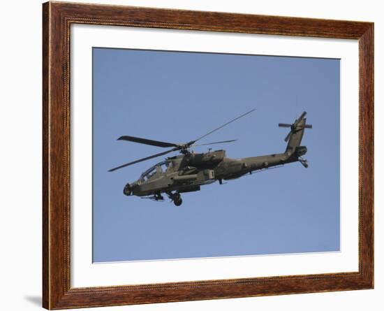 AH-64 Apache in Flight over the Baghdad Hotel in Central Baghdad, Iraq-Stocktrek Images-Framed Photographic Print