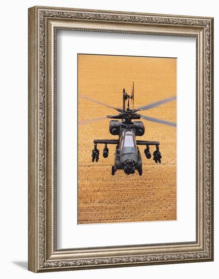 AH-64A Apache flies over fields-null-Framed Premium Giclee Print