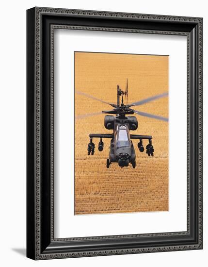 AH-64A Apache flies over fields-null-Framed Premium Giclee Print