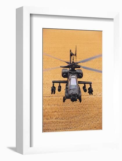 AH-64A Apache flies over fields-null-Framed Premium Giclee Print