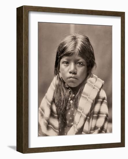 Ah Chee Lo Portrait - The North American Indians, Vintage B&W Historical Photograph, 1905-Edward S. Curtis-Framed Art Print