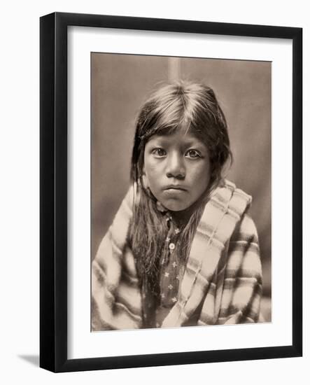 Ah Chee Lo Portrait - The North American Indians, Vintage B&W Historical Photograph, 1905-Edward S. Curtis-Framed Art Print
