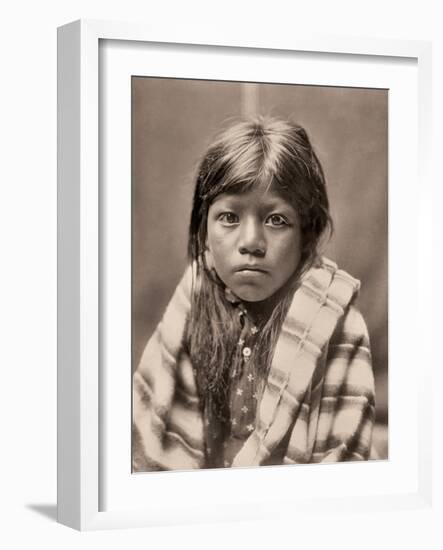 Ah Chee Lo Portrait - The North American Indians, Vintage B&W Historical Photograph, 1905-Edward S. Curtis-Framed Art Print