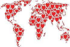 International Map Composition Composed of Love Heart Pictograms. Vector Love Heart Elements are Uni-Aha-Soft-Framed Stretched Canvas