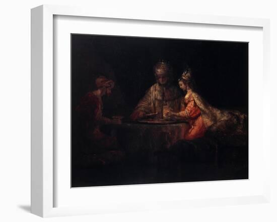 Ahasuerus, Haman and Esther, 1660-Rembrandt van Rijn-Framed Giclee Print