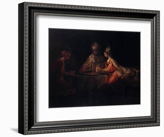 Ahasuerus, Haman and Esther, 1660-Rembrandt van Rijn-Framed Giclee Print