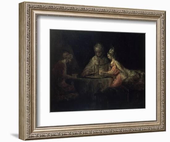 Ahasuerus, Haman and Esther-Rembrandt van Rijn-Framed Premium Giclee Print