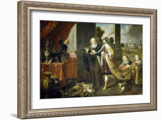 Ahasuerus, King of Persia, Showing His Treasure to Mordecai, Uncle of His Wife Esther-Claude Vignon-Framed Giclee Print