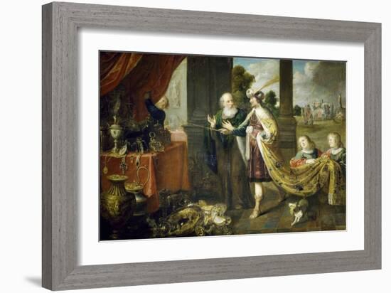 Ahasuerus, King of Persia, Showing His Treasure to Mordecai, Uncle of His Wife Esther-Claude Vignon-Framed Giclee Print