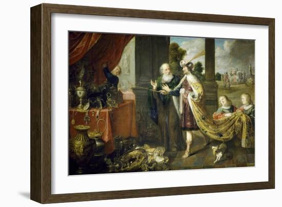 Ahasuerus, King of Persia, Showing His Treasure to Mordecai, Uncle of His Wife Esther-Claude Vignon-Framed Giclee Print