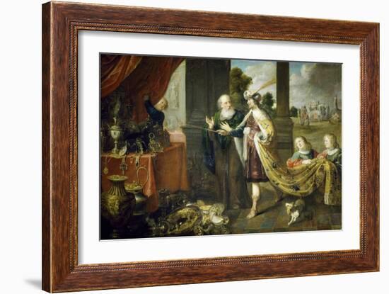 Ahasuerus, King of Persia, Showing His Treasure to Mordecai, Uncle of His Wife Esther-Claude Vignon-Framed Giclee Print