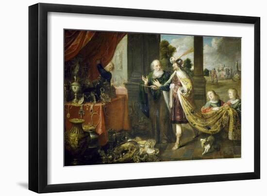 Ahasuerus, King of Persia, Showing His Treasure to Mordecai, Uncle of His Wife Esther-Claude Vignon-Framed Giclee Print