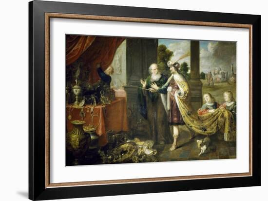 Ahasuerus, King of Persia, Showing His Treasure to Mordecai, Uncle of His Wife Esther-Claude Vignon-Framed Giclee Print