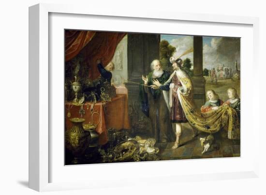 Ahasuerus, King of Persia, Showing His Treasure to Mordecai, Uncle of His Wife Esther-Claude Vignon-Framed Giclee Print