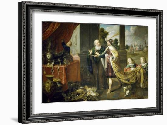 Ahasuerus, King of Persia, Showing His Treasure to Mordecai, Uncle of His Wife Esther-Claude Vignon-Framed Giclee Print