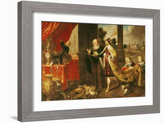 Ahasuerus Showing His Treasure to Mordecai-Claude Vignon-Framed Giclee Print