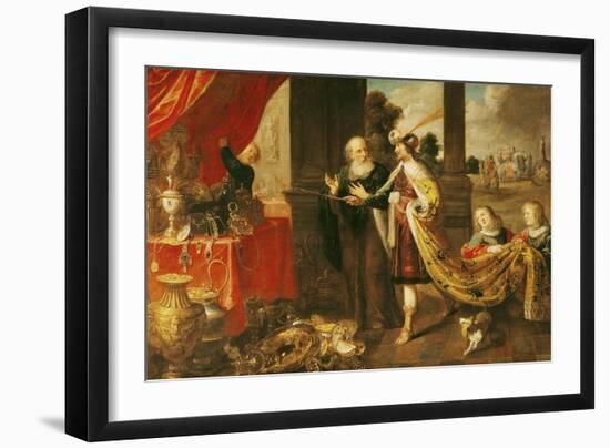 Ahasuerus Showing His Treasure to Mordecai-Claude Vignon-Framed Giclee Print