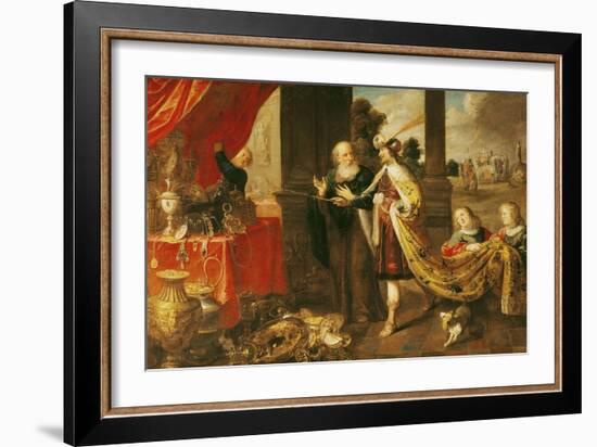 Ahasuerus Showing His Treasure to Mordecai-Claude Vignon-Framed Giclee Print