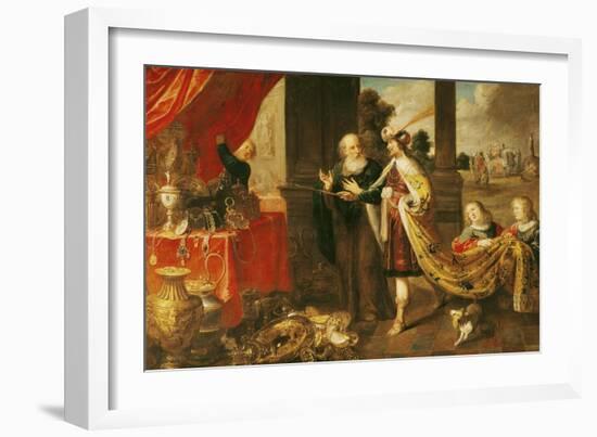 Ahasuerus Showing His Treasure to Mordecai-Claude Vignon-Framed Giclee Print